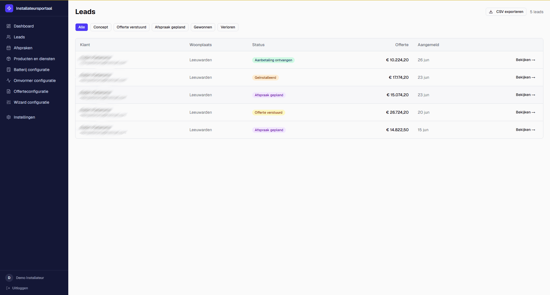 Leadbeheer dashboard